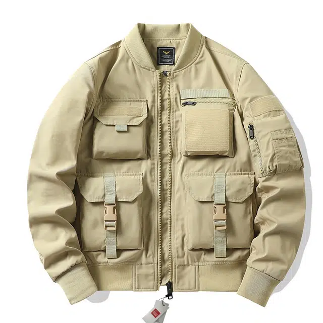 北极绒 飞行员男复古棒球服多口袋工装外套机能时尚潮流夹克 男款