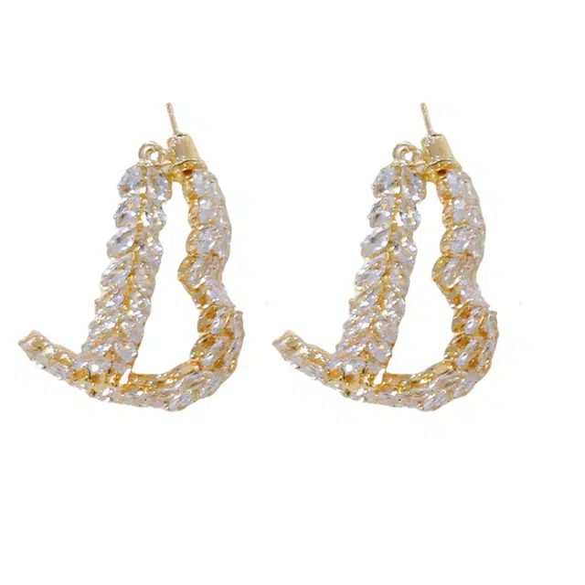 澜耀 金色字母 气质轻奢时尚百搭小众欧美耳饰 合金 耳环 女款