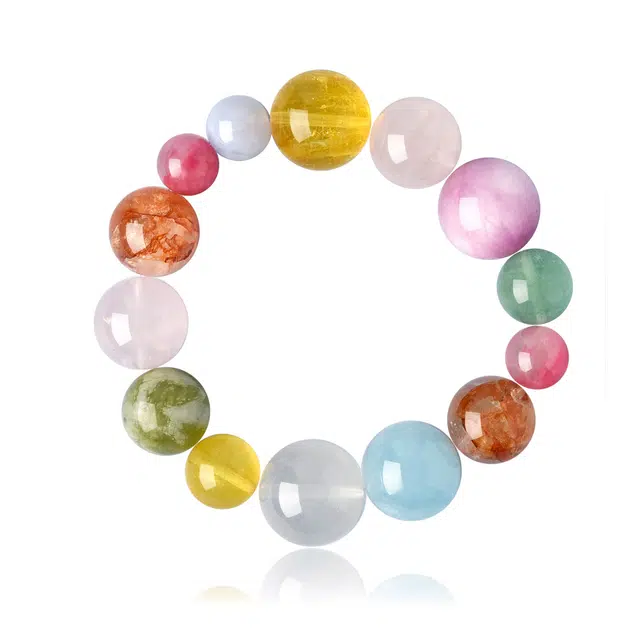 谧月珠宝 多巴胺配色爆棚多彩多宝招财进宝新中式国风精致高级感彩虹充满活力与希望汇聚财富好运天然 多色水晶 手串 男女同款情侣款