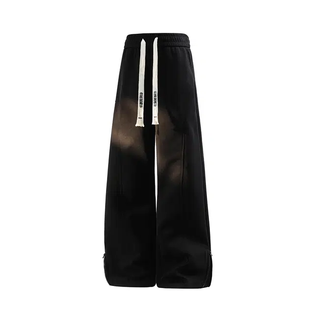 梓润格 简约酷飒美式复古宽松户外运动无性别主义弯刀高街高级设计感韩系炸街老钱风个性旅游帅气拉链百搭青春卫裤休闲裤 男女同款