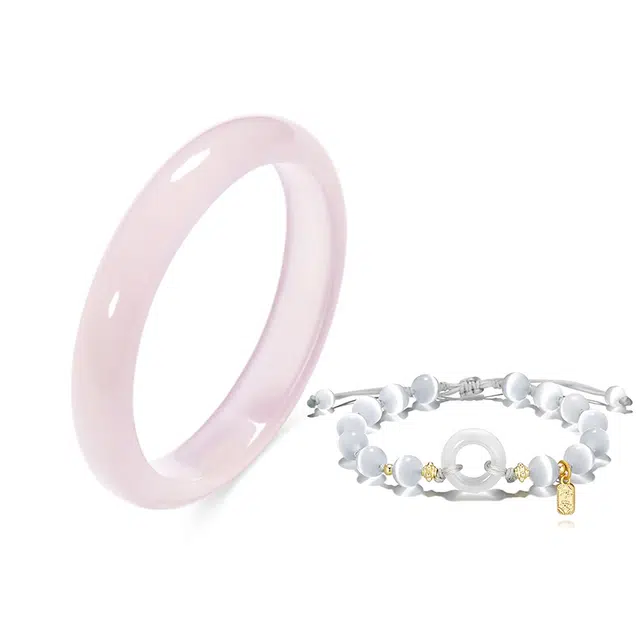 【精选高品质】 岁月静好 繁花似锦蝶恋花 樱花粉 叠戴 一步一响 国潮古风 冷淡风温婉气质 百搭高级感 #好运 玻璃猫眼 手镯 男女同款情侣款