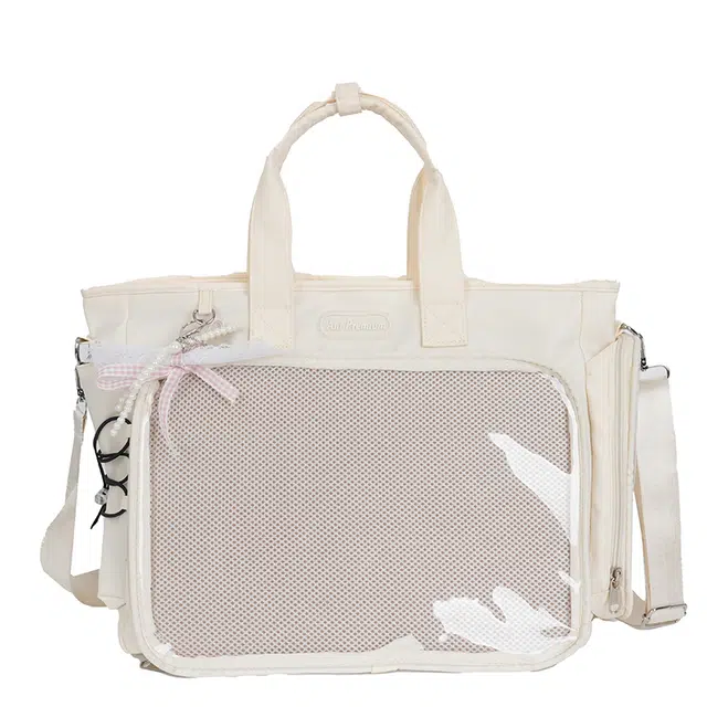 單倉 基础款大容量双肩背包吧唧谷子学生日常简约通勤二次元漫展 娃包单肩斜挎包 尼龙 痛包 常规 女款 白色/黑色/蓝色