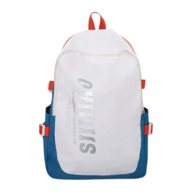 單倉 时尚简约字母设计学院风通勤百搭背包初高中学生大容量轻便耐磨书包 尼龙 双肩包 常规 男女同款情侣款 桔色/蓝色/紫色/灰色/黑色