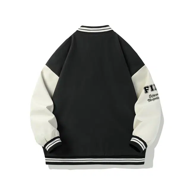 稻草人  学院风青年百搭韩版拼接宽松棒球服 男女同款