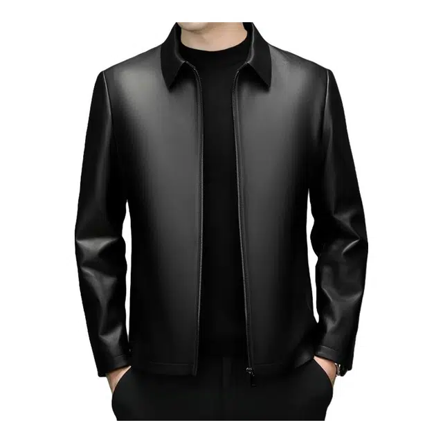 太子龍 品牌高端春秋装翻领真皮中老年行政商务休闲绵羊皮皮衣 男款