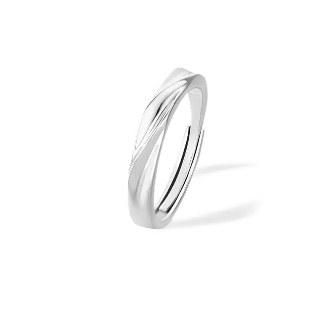 京华录 莫比乌斯开口可调节戒指情侣对戒 轻奢小众浪漫恋爱告白食指戒 环环相扣情定众生 锆石 周年纪念戒指 男女同款情侣款