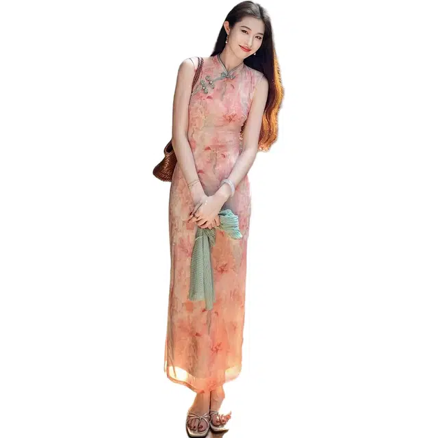 沐晓欣 春秋两件套新中式改良旗袍女夏绝美连衣裙裙装套装 女款