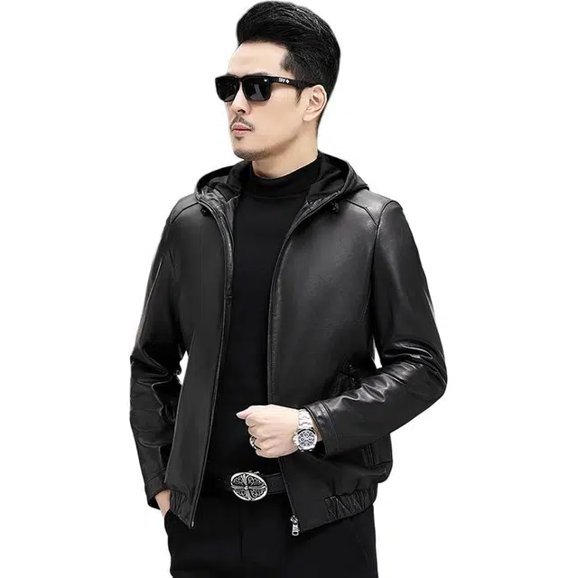 比利斯山羊 时尚连帽(植鞣皮)真皮皮衣 男女同款