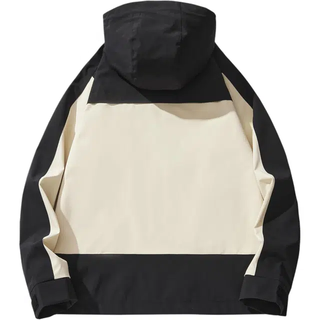 前进牛 秋冬美式休闲高街潮牌无性别主义色块拼接上衣情侣潮流工装机能风宽松外套防风男夹克 男女同款