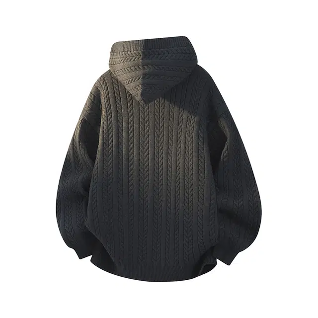 棉基因 纯色慵懒风简约时尚宽松连帽舒适柔软亲肤百搭开衫毛衣 男女同款