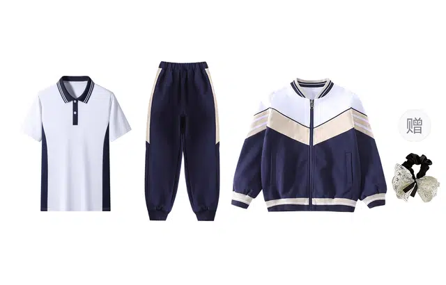 涂诗菲 学院风撞色条纹通勤遮肉休闲长袖外套班服运动简约男女同款情侣套装