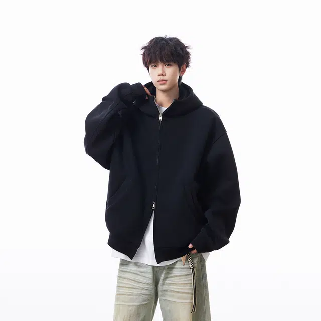 加荣 春秋百搭舒适高级感上衣美式潮牌街头廓形连帽少年帅气宽松开衫拉链情侣卫衣 男女同款