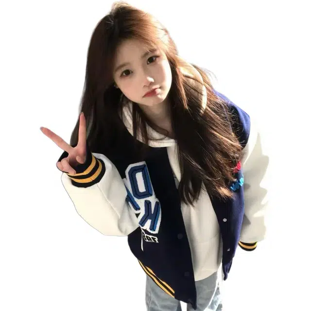 囍鱼少女 美式高街毛巾绣字母棒球服百搭外套女春季设计感潮牌情侣夹克 女款