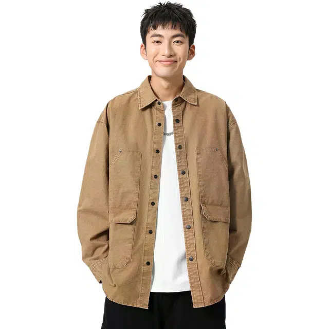 米素力 纯棉长袖秋季纯色落肩袖轻奢风衬衫 男款