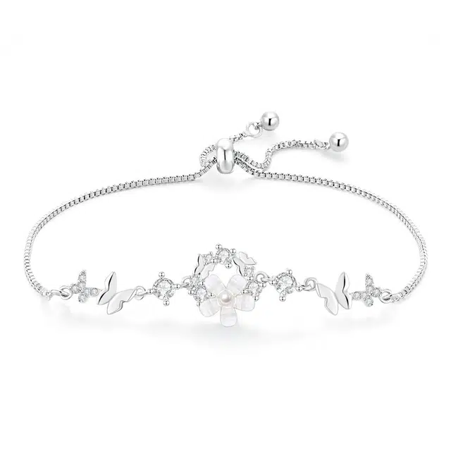 清脆小溪 精致花朵蝴蝶 优雅气质森系甜美温柔小众设计高级感独特个性纯欲风日常百搭#好运 合金 手链 女款