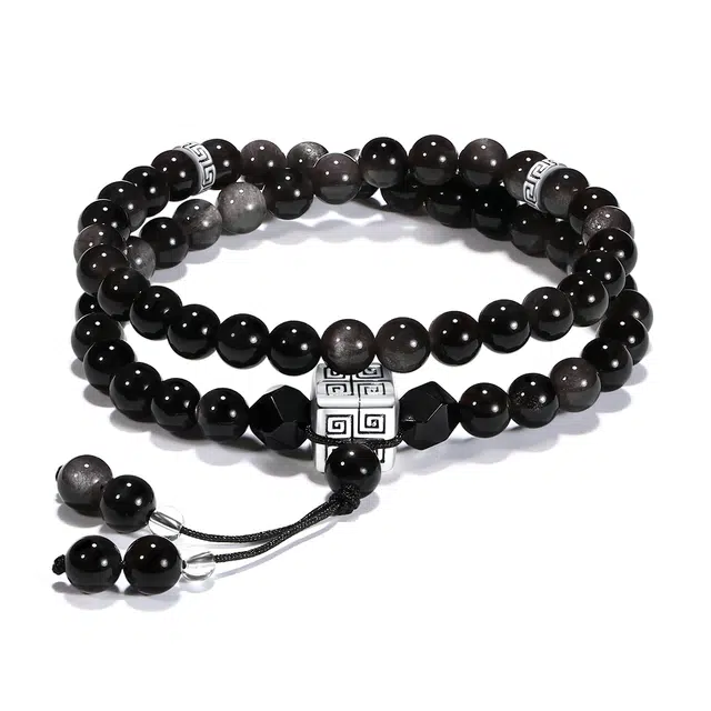 【普陀山官方已过香】 普陀山文创 新中式简约百搭转运纳福前程似锦本命年富贵吉祥转运珠简约时尚#好运 黑曜石 手串 男女同款情侣款