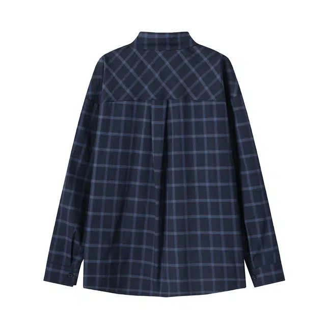哲源 美式复古学院风格子扎染翻领单排扣百搭宽松舒适休闲长袖衬衫 男女同款
