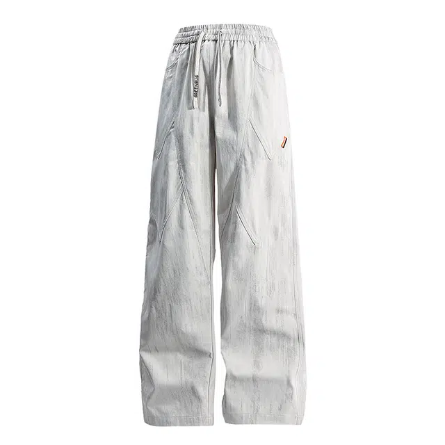 虫小绿 抽绳扎染渐变脏脏裤直筒大码休闲裤 男女同款