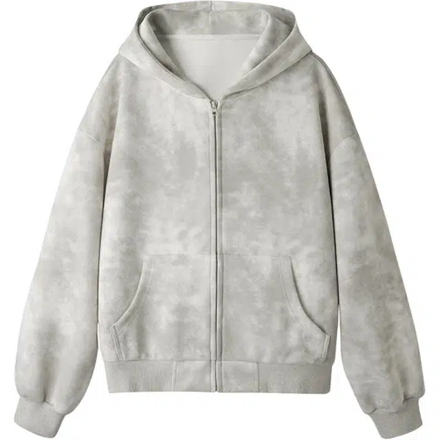 佐菲利 美式复古废土风扎染连帽重磅开衫外套情侣休闲潮牌卫衣 男女同款