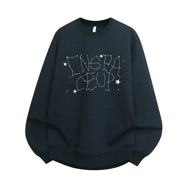 中国航天 泼墨漫天星星坐落字母印花美式复古嘻哈街头潮流简约百搭舒适亲肤透气学生校园日常通勤宽松休闲圆领套头长袖重磅卫衣 男女同款