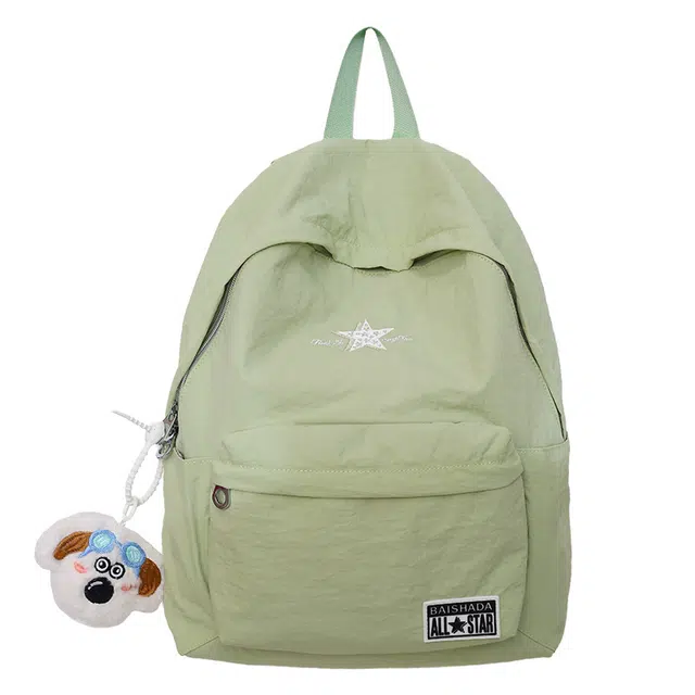 蔻蒂熊 高中生纯色大容量简约背包校园学生轻便外出颜值时尚 涤纶 双肩包 常规 青少年 白色/浅绿色/粉色/绿色/蓝色