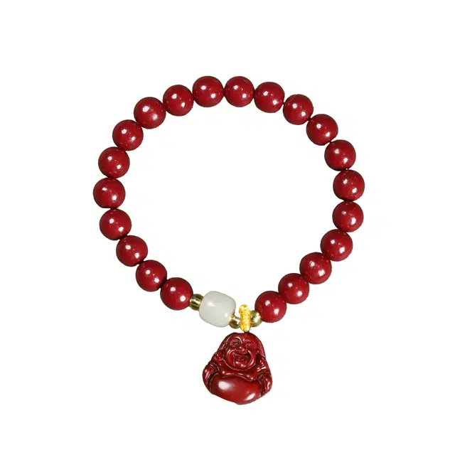 镯瑾 新中式国风转运珠招财纳福复古国潮文玩好运常在旗袍  再造辰砂朱砂 手串 男女同款情侣款