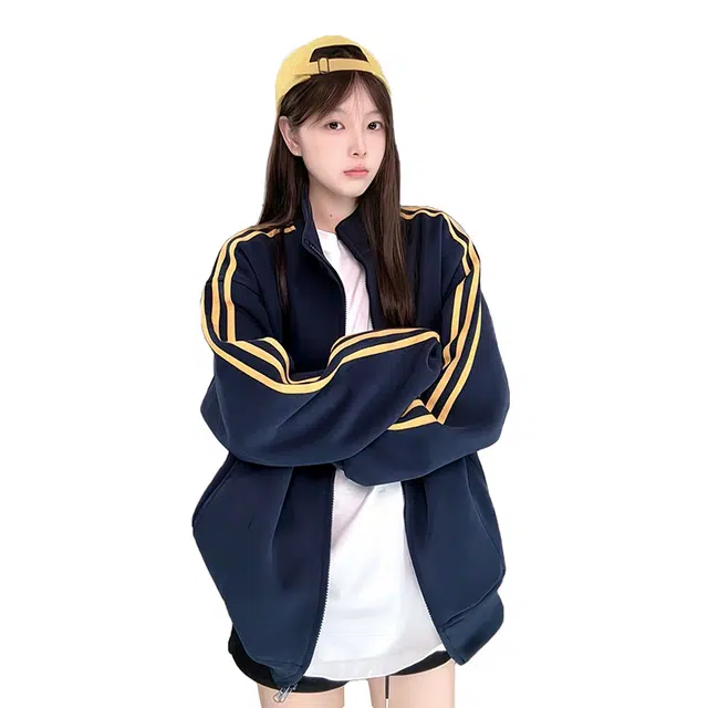 寻星记 美式复古高街潮牌设计感宽松开衫卫衣 男女同款