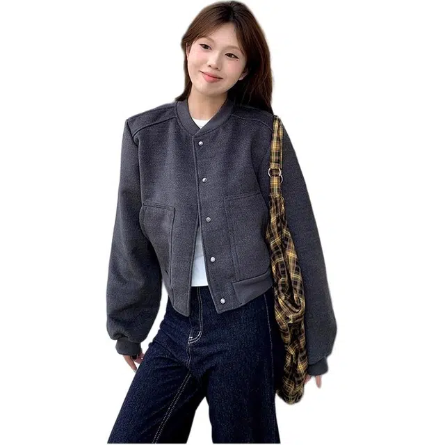 苏九儿 老钱风棒球服设计感百搭短款夹克 女款