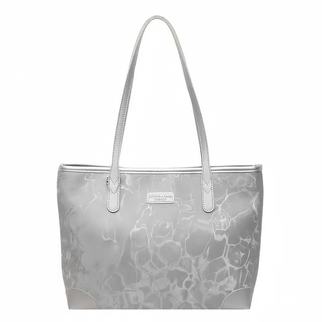 單倉 小众高级质感扎染时尚百搭通勤大容量 绒布 托特包单肩包 常规 女款 银色/黑色/米白色/红色/棕色