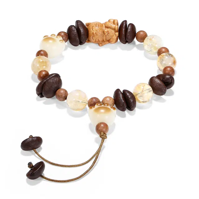 【普陀山官方已过香】 普陀山文创 新中式国潮招财进宝转运纳福串珠聚宝凝福平安喜乐小众设计百搭手饰#好运 白玉菩提 手串 男女同款情侣款