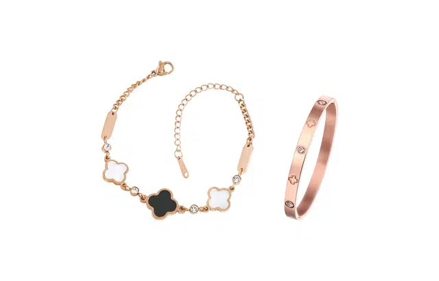 【四叶草套装】 迎百宝 经典叠戴轻奢精致甜美优雅气质日常通勤高级感 合金 手链 男女同款情侣款