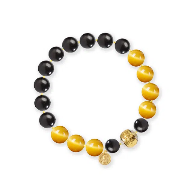 【百无禁忌百财来】 玉临门 时来运转 新中式国潮 飞黄腾达 黄虎眼 银曜石转运珠旺运接财事业高升#好运 黑檀 木作手串 男女同款情侣款