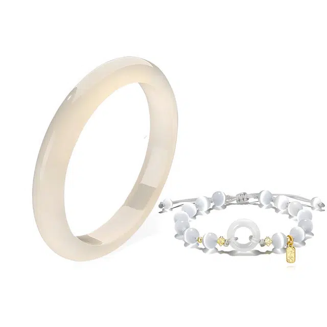 【精选高品质】 岁月静好 蝶恋花繁华似锦贵妃镯香槟金套装叠戴新中式国潮复古宫廷风汉服古色古香显白气质 玻璃猫眼 手镯 男女同款情侣款