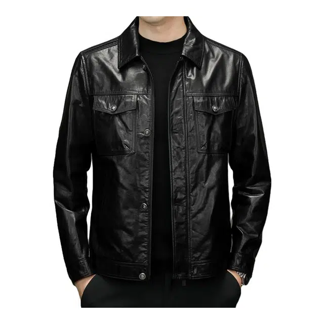 太子龍 高端品牌高档商务翻领机车牛皮真皮大牌皮衣 男款