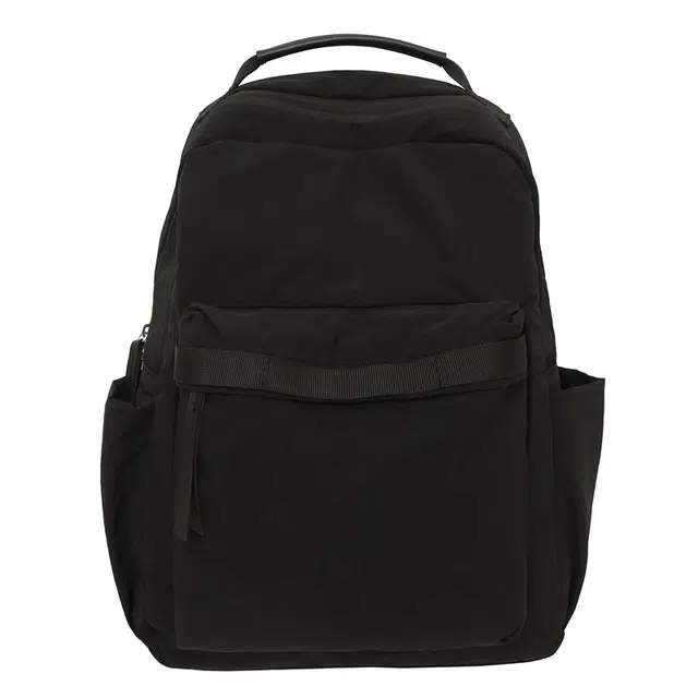 八小万 简约百搭 复古森系旅游  简约高中大学生书包 轻量化 徒步防水 尼龙 双肩包 常规 男女同款情侣款 黑色/白色/绿色