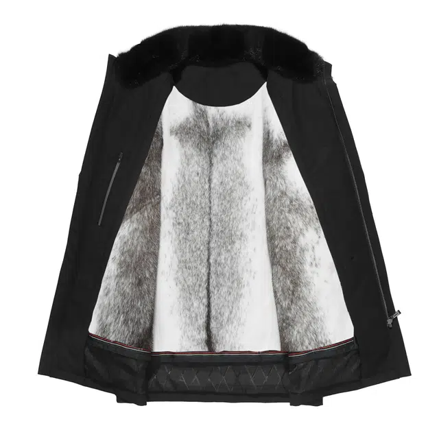 比利斯山羊 时尚毛领水貂内胆派克服外套 男女同款