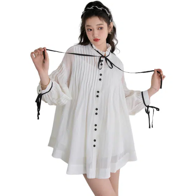 苏九儿 甜美气质名媛显瘦轻薄法式长袖衬衫 女款