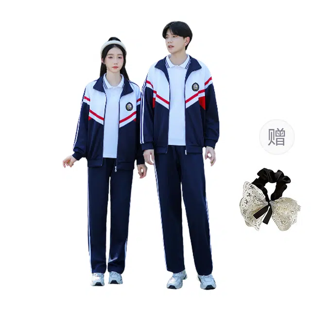 涂诗菲 学院风款撞色条纹通勤气质休闲显瘦外套学生班服运动会情侣套装