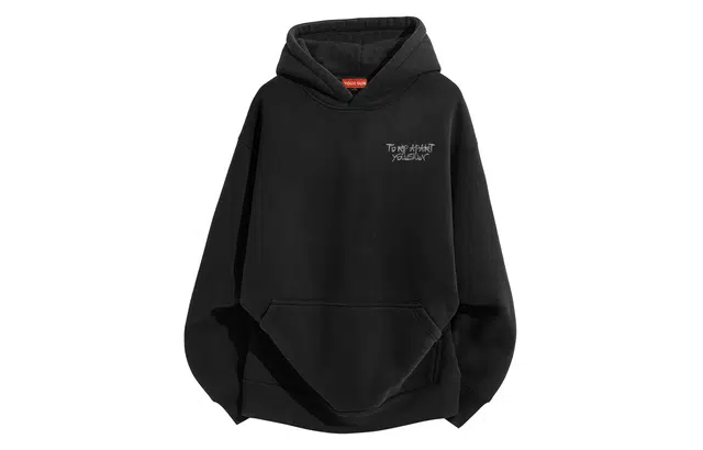 宜而爽 美式高街复古潮流创意闪电眩晕模糊字母印花宽松休闲舒适柔软落肩长袖套头上衣日常通勤百搭连帽卫衣 男女同款