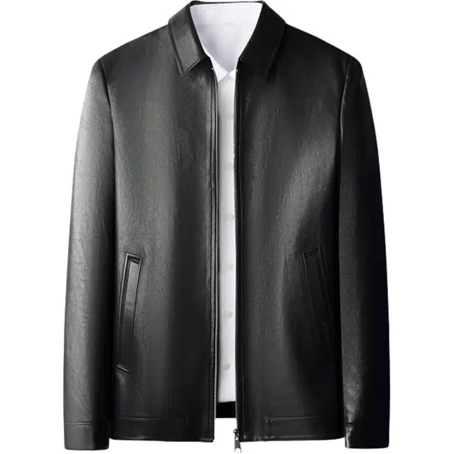太子龍 高端品牌春秋装翻领真皮中老年行政商务休闲绵羊皮皮衣 男款