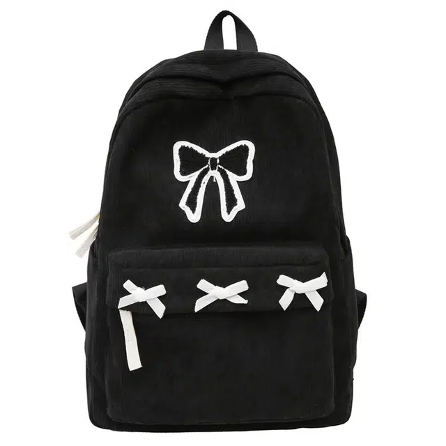 普乐威 小众蝴蝶结通勤百搭高颜值大容量轻便 条绒 双肩包 常规 女款 多色