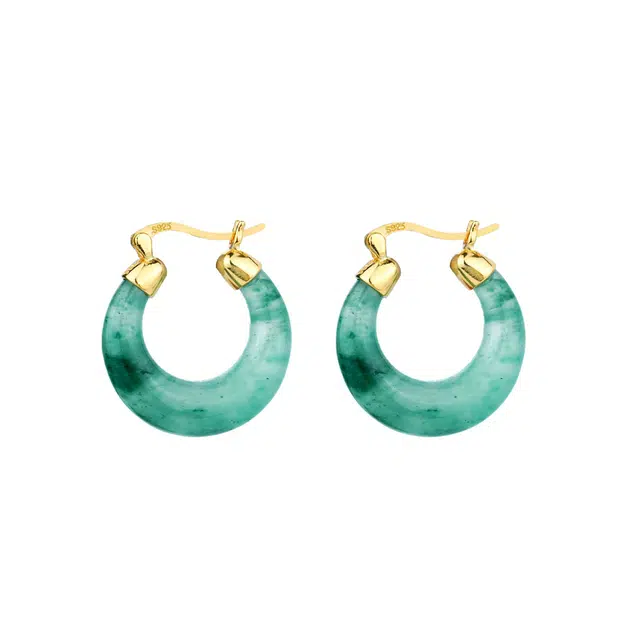 翠雅金楼 新中式 简约复古优雅小众设计 旗袍汉服配饰气质百搭高级感#好运 非洲翠 耳环 女款