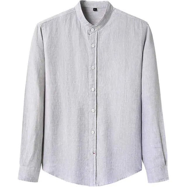 太子龍 亚麻七分袖夏季中式立领薄国潮宽松衬衫 男款