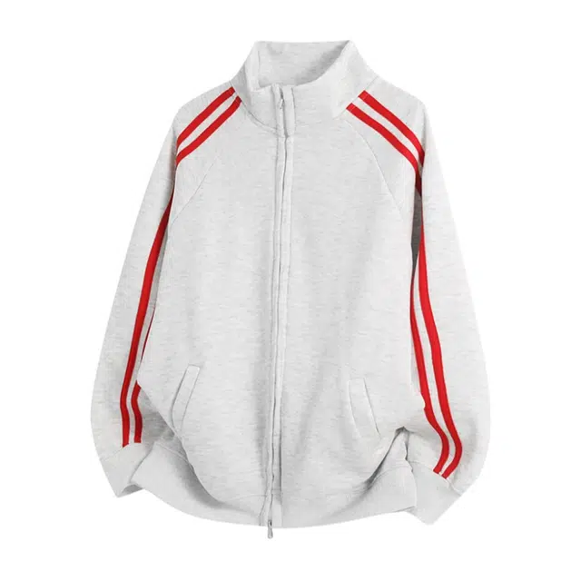 加荣 简约休闲宽松百搭慵懒复古拼接立领卫衣 男女同款