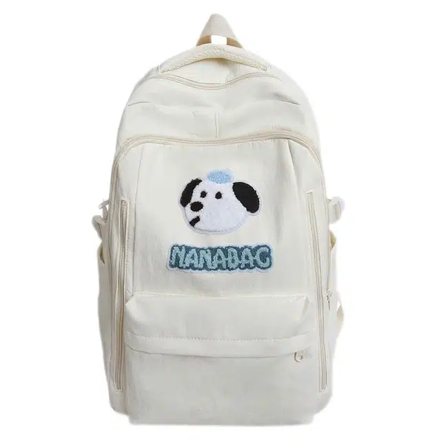 單倉 高级感可爱设计学院风通勤百搭背包初高中学生大容量轻便耐磨书包 尼龙 双肩包 常规 男女同款情侣款 白色/粉色/蓝色/绿色/黑色