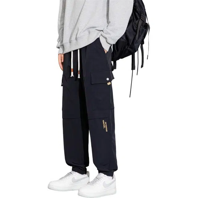 顶峰保罗 美式复古宽松直筒加绒加厚工装长裤无性别主义痞帅潮流百搭秋冬穿搭束脚休闲裤 男女同款