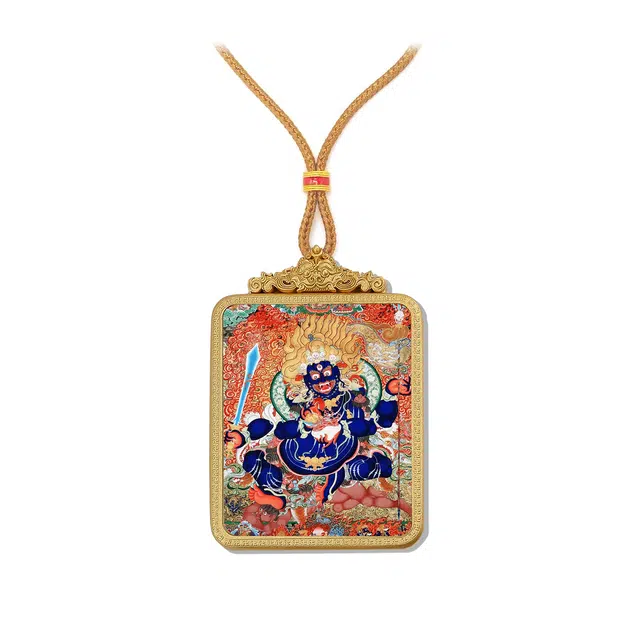 【百无禁忌百财来】 玉临门 国风六臂玛哈噶拉唐卡藏式大黑天吊坠 藏传佛教护身符能量 本命佛#好运  合金 项链 男女同款情侣款
