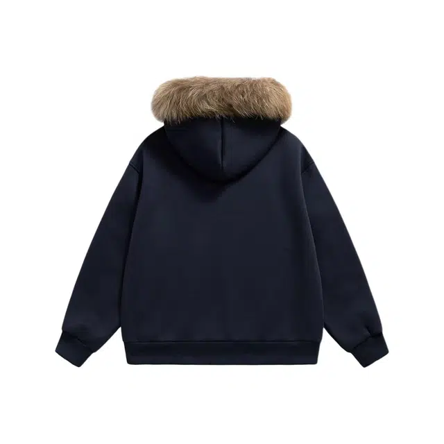 艾梵斯贝 美式复古潮流重磅简约设计连帽拉链开衫毛领学院风时尚宽松休闲日常通勤百搭高街潮酷慵懒风座山雕高级感卫衣 男女同款