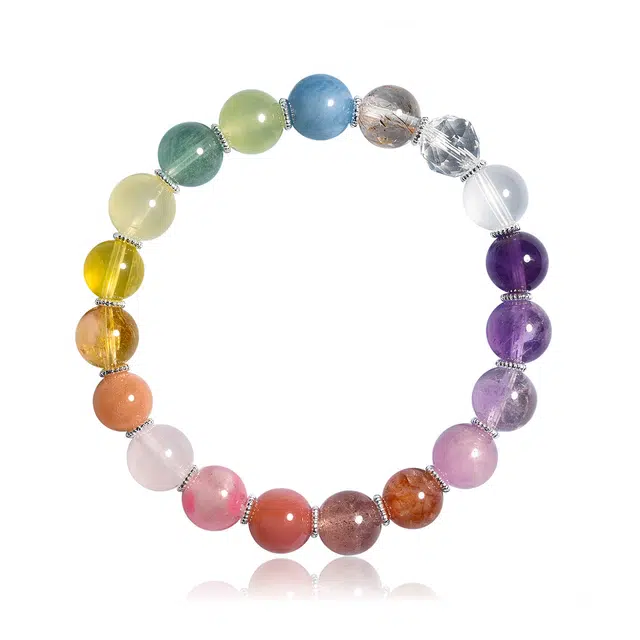 谧月珠宝 彩虹多宝多巴胺多财转运珠串珠精致时尚潮流轻奢小众高级感日常通勤百搭好运天然 多色水晶 手串 男女同款情侣款