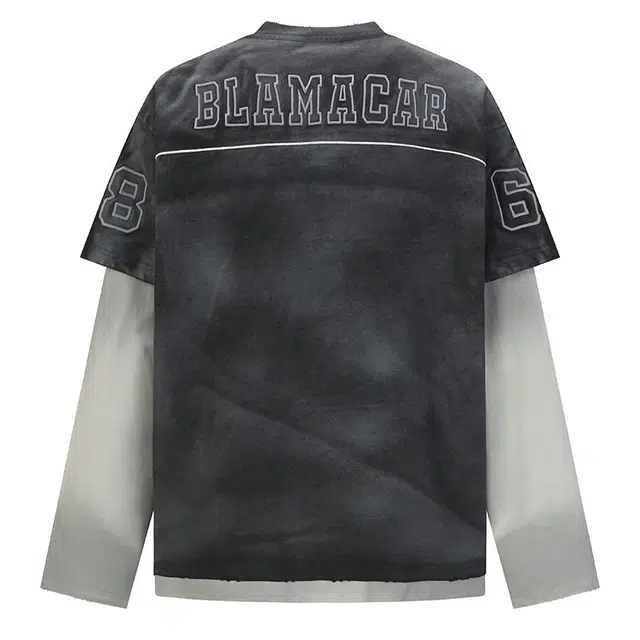 极限涡轮 美式复古做旧假两件宽松休闲百搭高街潮流长袖卫衣 男女同款